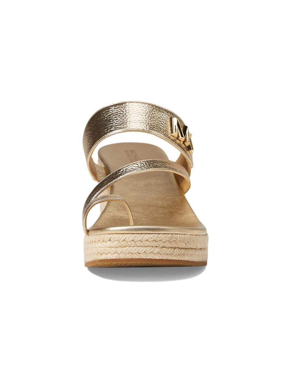 Michael Kors Jilly Mid Wedge Heel 2.5" - Pale Gold Sandals 8.5 M NEW - Picture 4 of 5